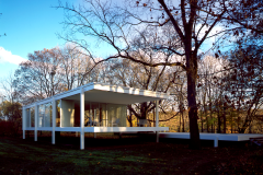 Autumn image of the Farnsworth House, Mies Van de Rohe design.  Client:  Farnsworth House (Lord Peter Palumbo).