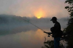 Fishing at sunrise in the Fox River near Yorkville, IL. (Yorkville Guide cover)