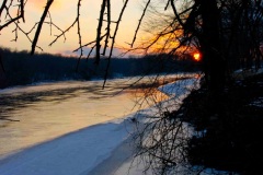 Sunset on the Fox River, Winter, near Yorkville, IL
