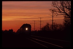 Freight train travels east near Bristol, IL