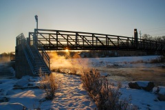 Sunrise on the Marge Cline Whitewater course of the Fox River in Yorkville, IL