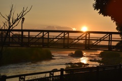 A footbridge over the Fox River in Yorkville's Riverfront Park