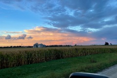 Morning light highlights the grain industry in northern Illinois