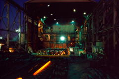 Hot billets being produced from the continuous casting facility of Thomas Steel in Lockport, IL.  Client:  Thomas Steel